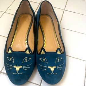 Charlotte Olympia Kitty Flats Size 8 (Suede)